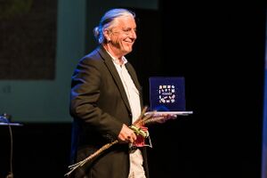 The Večernica Award ceremony, a Slovenian literary prize for the best children's or youth literary work of the past year. The 24th Večernica Award laureate was poet, playwright, director, and actor <!--LINK'" 0:8-->, <!--LINK'" 0:9--> 2020.