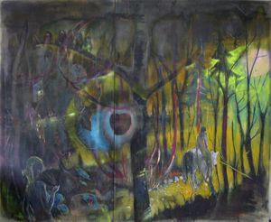 <i>Gott Verlierer</i>, by <!--LINK'" 0:193-->, oil on canvas, 270 x 330 cm, 2008&ndash;2009, <!--LINK'" 0:194-->