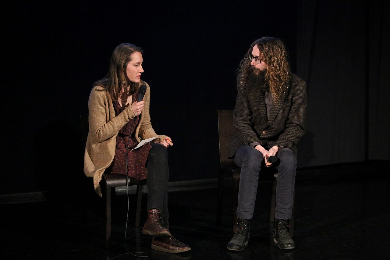 Q&A session with anthropologist and filmmaker Gregory Gan, held by Manca Filak, Days of Ethnographic Film 2019. Author: Žiga Gorišek